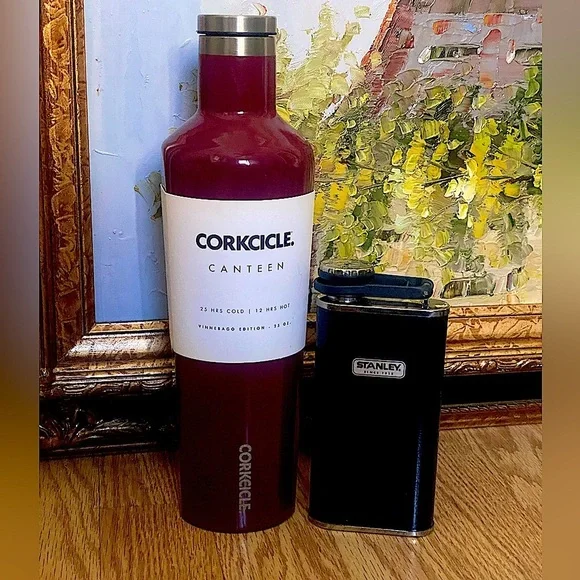 New STANLEY 8oz flask and CORCICLE limited edition VINNEBAGO canteen - Picture 1 of 2